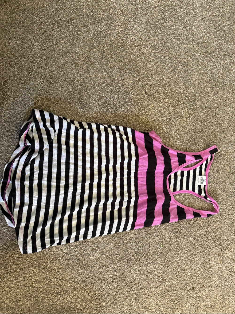 Victoria's Secret Girls' Striped Racerback Tank - Pink, Black, White